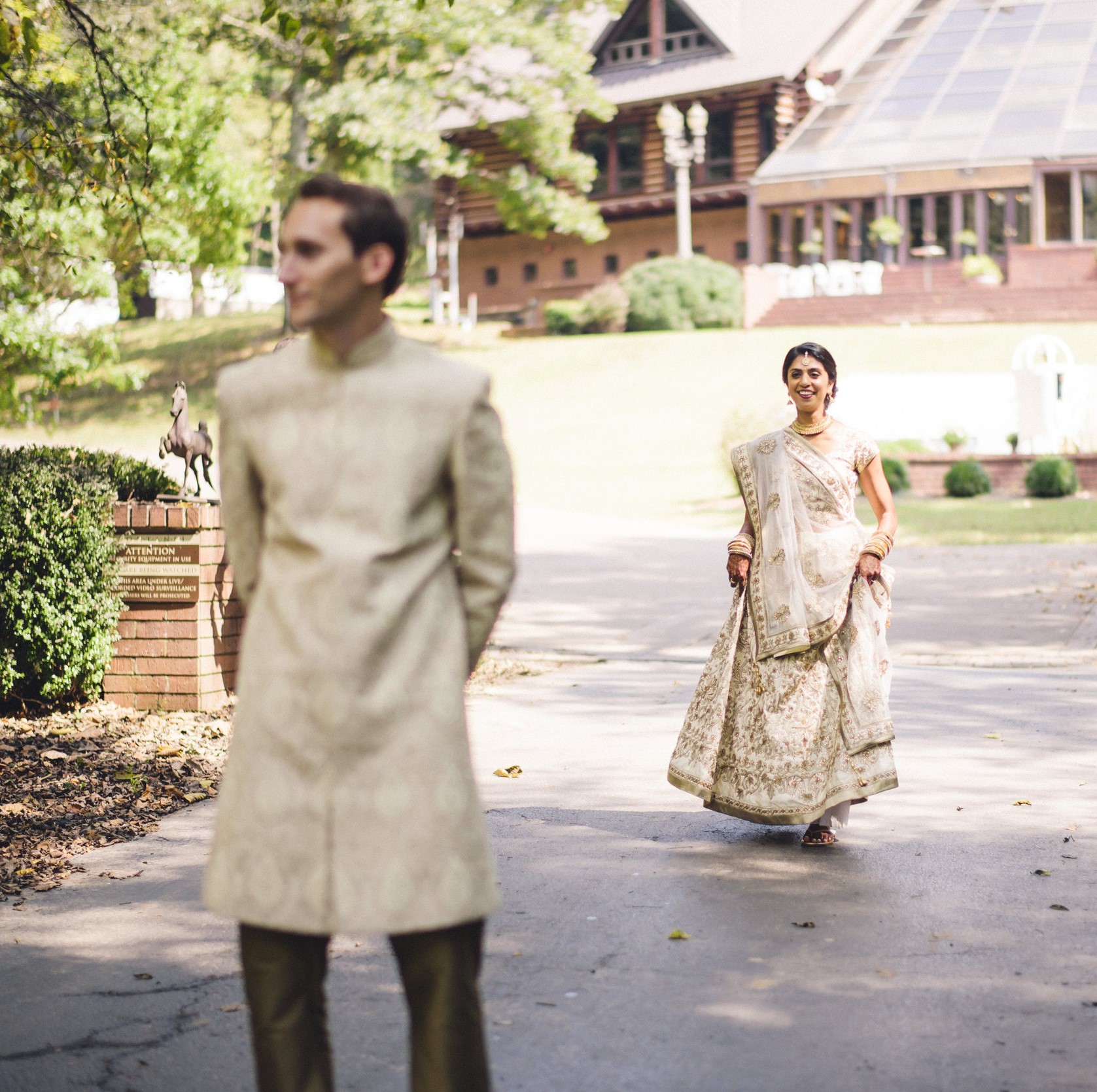 bride towards froom lawn